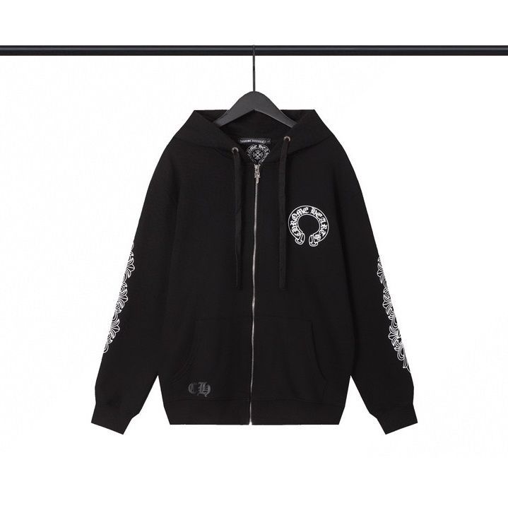 Chrome Hearts Horseshoe Floral Cross Zip-Up Hoodie