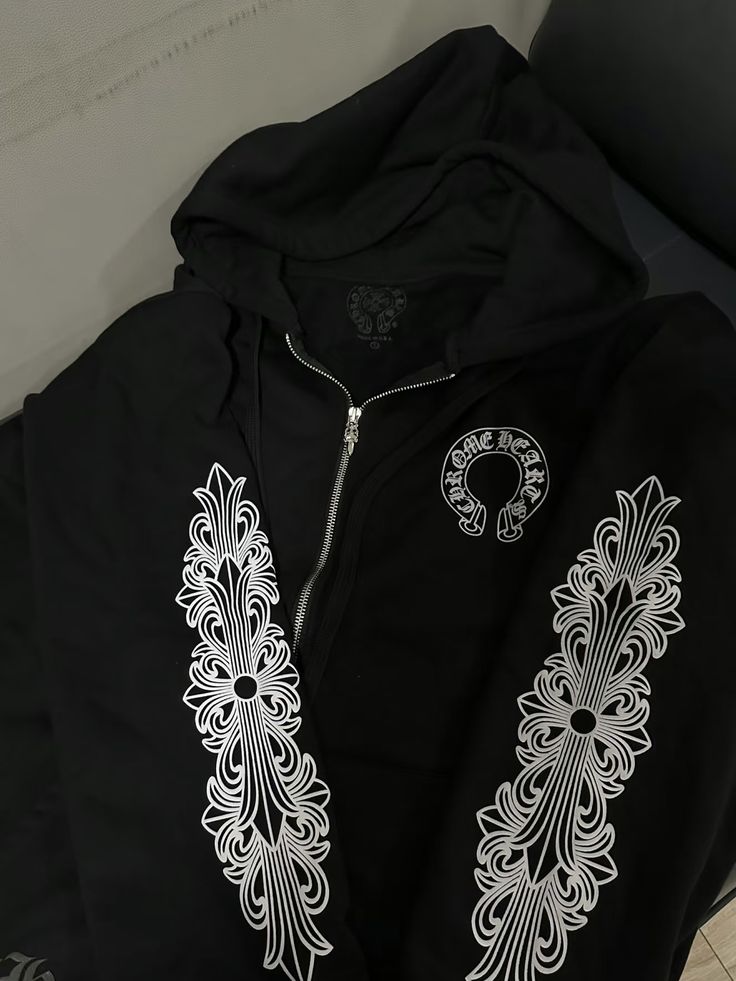 Chrome Hearts Horseshoe Floral Cross Zip-Up Hoodie