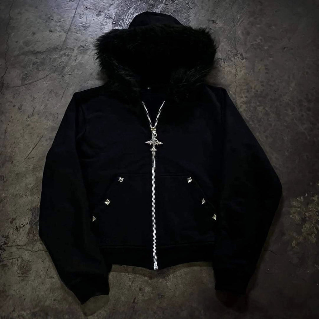 Obsidian Punk Zip-Up Hoodie
