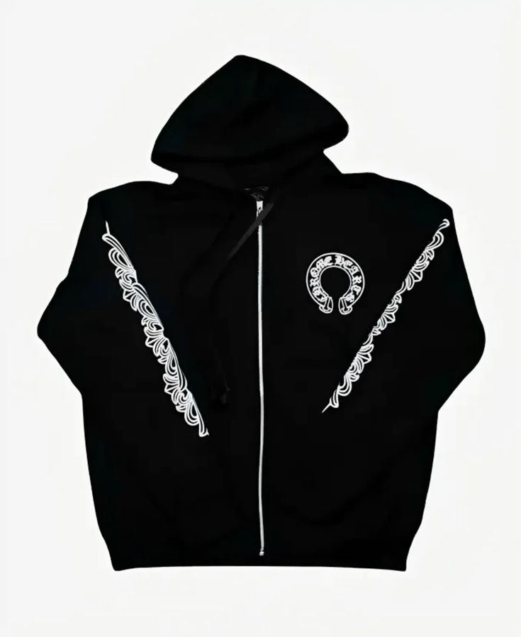 Chrome Hearts Horseshoe Floral Cross Zip-Up Hoodie